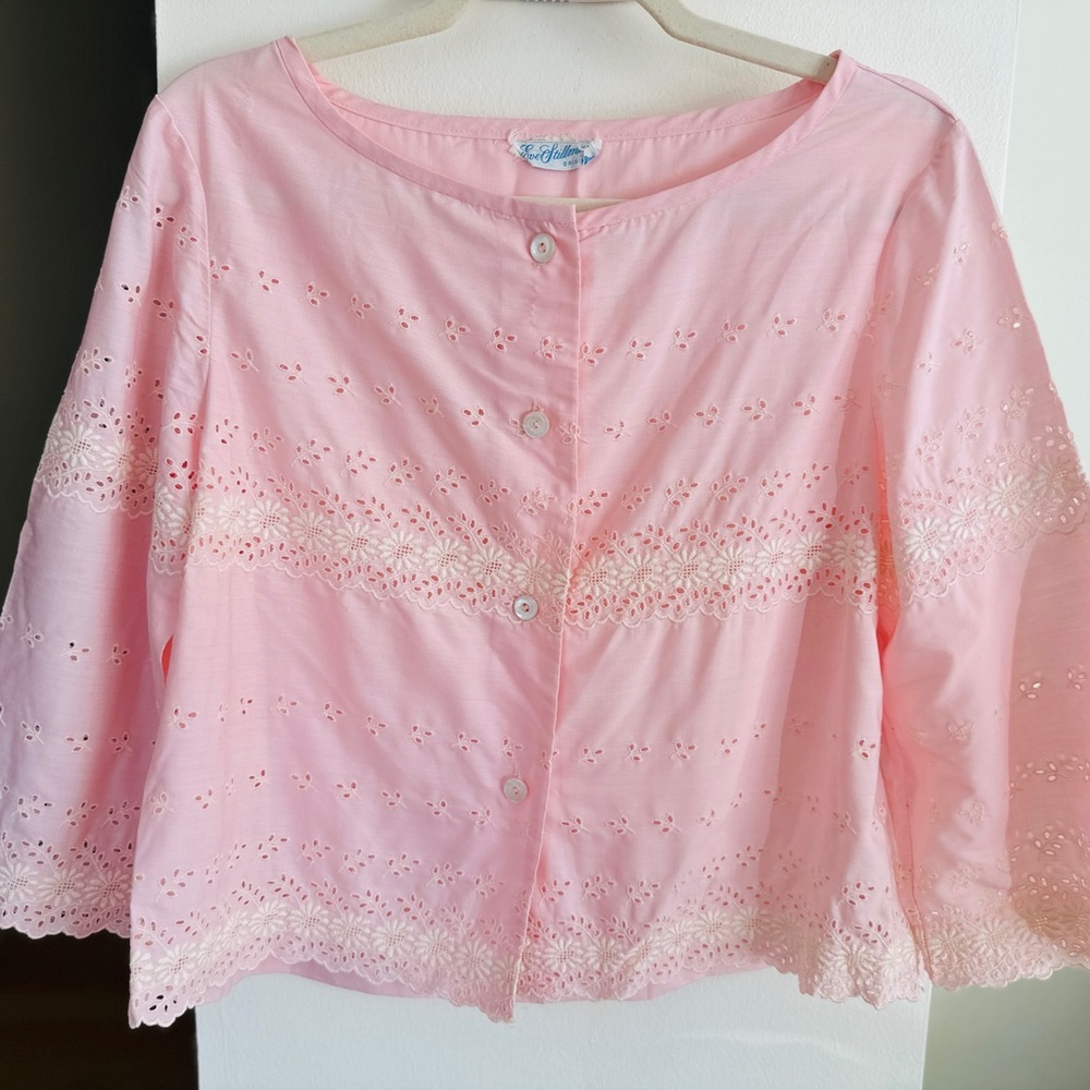 Eve Stillman Pink Vintage 70s Blouse Large